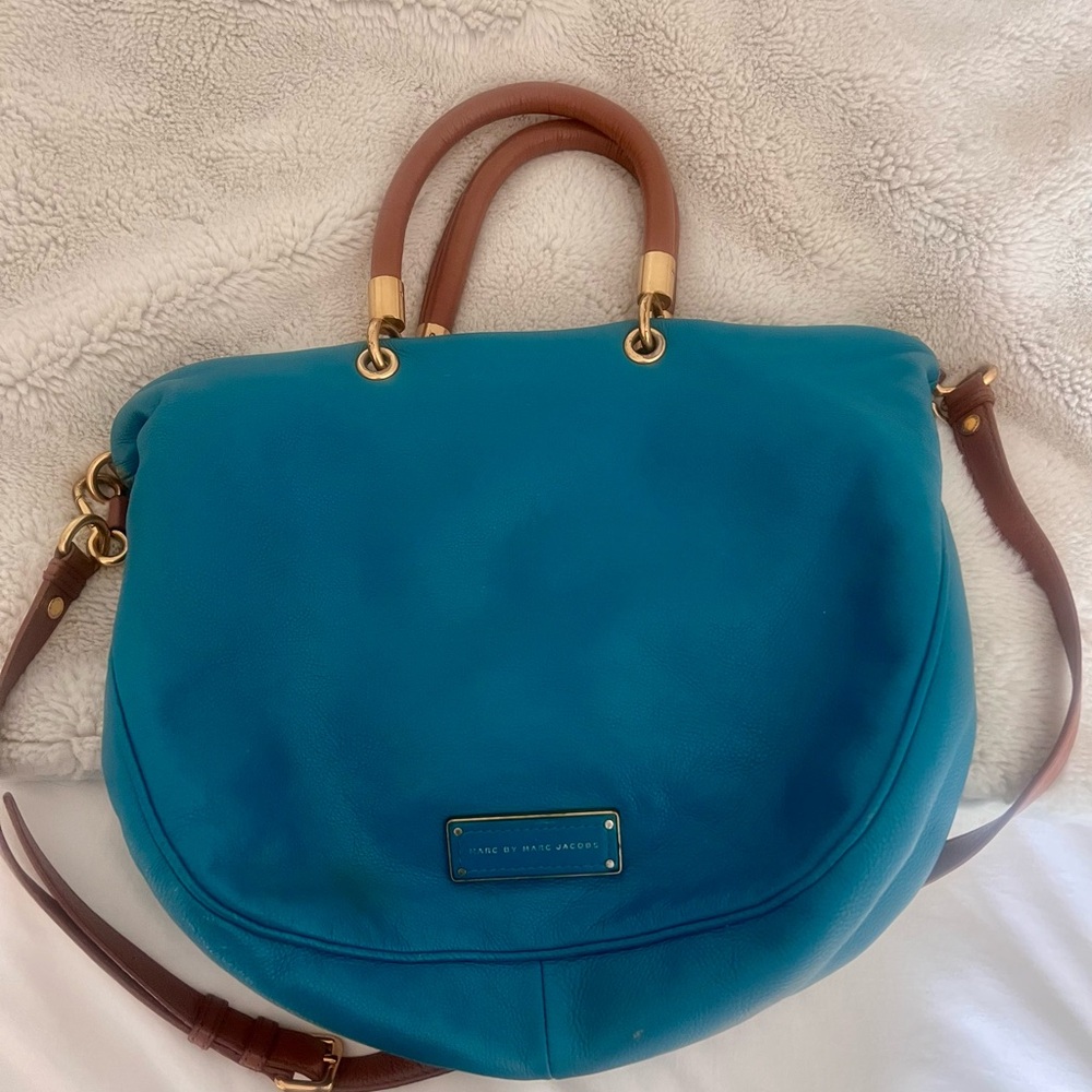 Marc By Marc Jacobs Blue and Brown Shoulder Bag